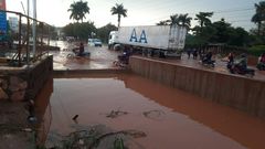 Jinja Road was submerged around Kyambogo following Wednesday's downpour