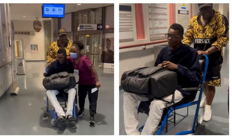 Singer Jose Chameleone being wheeled out of Hospital