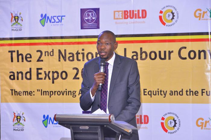DAG Jackson Kafuuzi speaking at the Labour convention