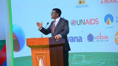 PM Charles Peter Mayiga the Katikiro of Buganda Kingdom addressing the media during the launch of the 2024 Masaza Cup at Bulange Mengo