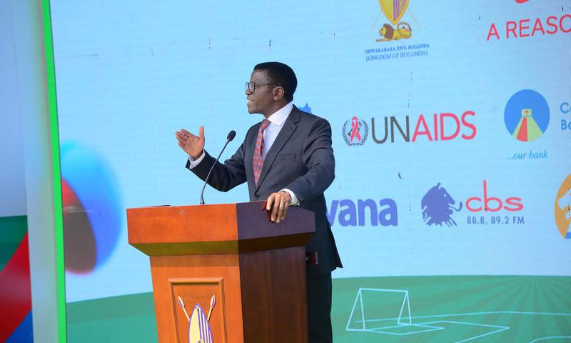 PM Charles Peter Mayiga the Katikiro of Buganda Kingdom addressing the media during the launch of the 2024 Masaza Cup at Bulange Mengo