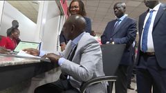 President William Ruto speaking at the KRA headquarters at Times Towers