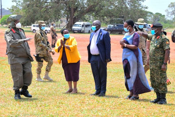 President Yoweri Museveni arriving at the National Leadership Institute o Thursday