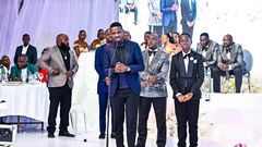 Bobi Wine speaking at Omutaka Keeya's wedding