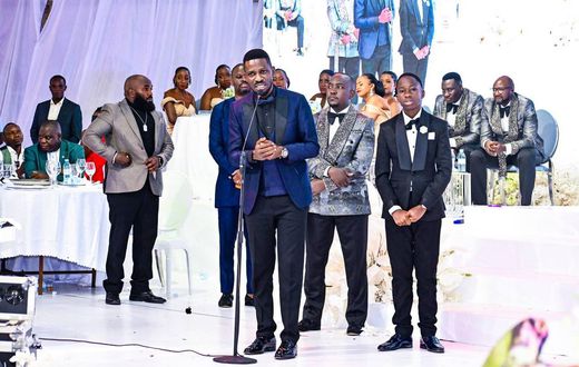 Bobi Wine speaking at Omutaka Keeya's wedding