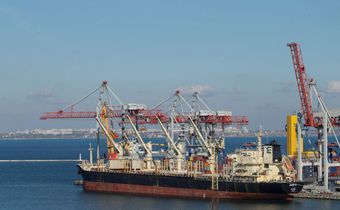 A cargo ship is docked in the Black sea port of Odessa, Ukraine, November 4, 2016.