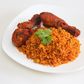 Jollof rice is usually served with chicken