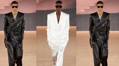 These two outfits from Balmain make a good match to Rick Owen leather shoes
