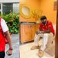 Arsenal fan Ykee Benda mocks United fans with 'toilet outfit'