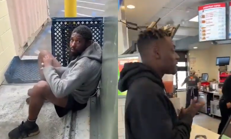 YouTuber pranks homeless man with food/Courtesy