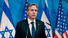 Secretary of State Anthony Blinken speaks during a joint press conference with the Israeli Prime Minister Benjamin Netanyahu in Jerusalem, Tuesday, May 25, 2021.