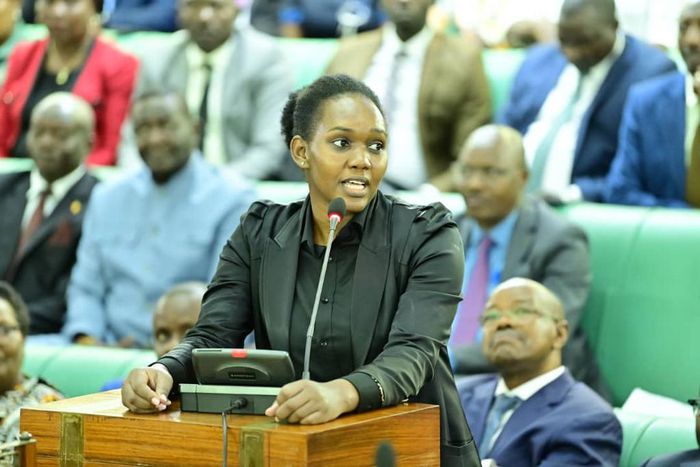 Phiona Nyamutoro speaking on the house floor