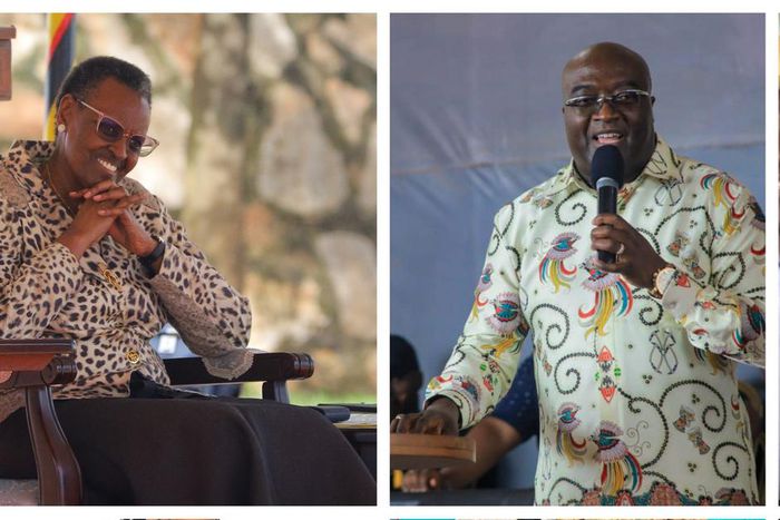 Mrs Janet Museveni and Dennis Ssempebwa