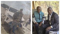 Omutaka Lwomwa Lwasi of Ndiga clan and his colleagues posing for photos en-route to see Kabaka Mutebi, before their arrest