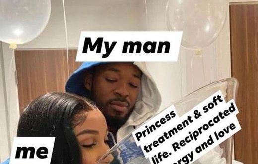 Meme of man taking care of his partner/Courtesy
