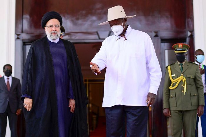 President Yoweri Museveni with fallen Iranian President Ebrahim Raisi in Uganda