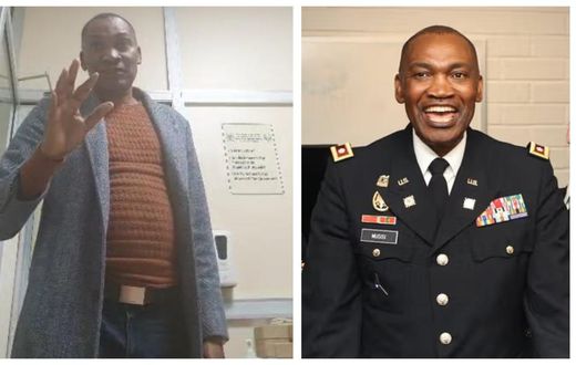 Lt Col Frank Musisi is seen apologizing to Immigration staff in the video
