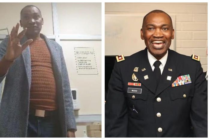 Lt Col Frank Musisi is seen apologizing to Immigration staff in the video