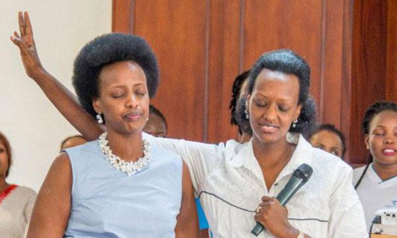 Patience Museveni Rwabwogo with her sister Natasha Museveni Karugire (L)