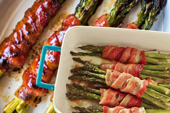 Bacon wrapped veggies are a morning gut-health bundle