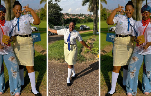 Visitation day: Winnie Nwagi at St. Lawrence Creamland campus with unknown child/Instagram