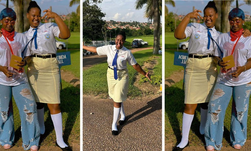 Visitation day: Winnie Nwagi at St. Lawrence Creamland campus with unknown child/Instagram