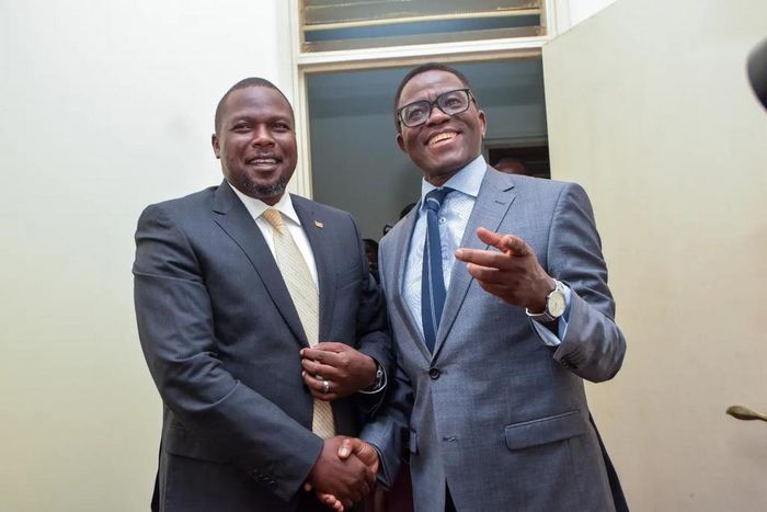 NRM Secretary General Richard Todwong paid a courtesy call to the Prime Minister of Buganda Charles Peter Mayiga at his office in Bulange, Mengo