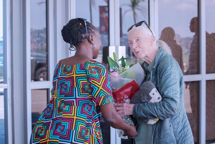 Jane Goodall jetted in on Sunday evening