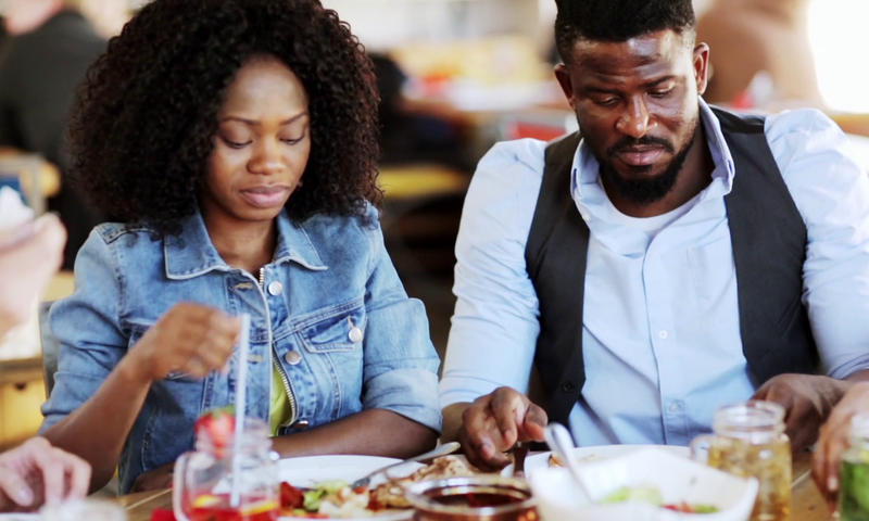 A lunch date between a man and a woman [Source: Video Blocks]