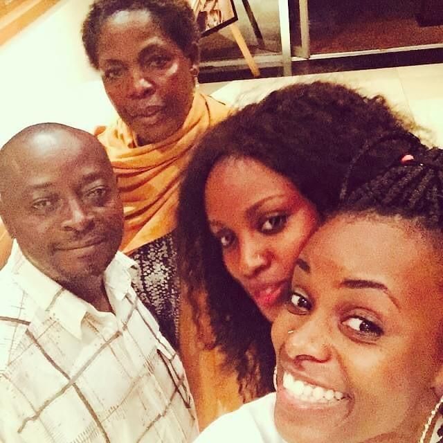 Hellen Lukoma, her parents and her friend Leila Kayondo