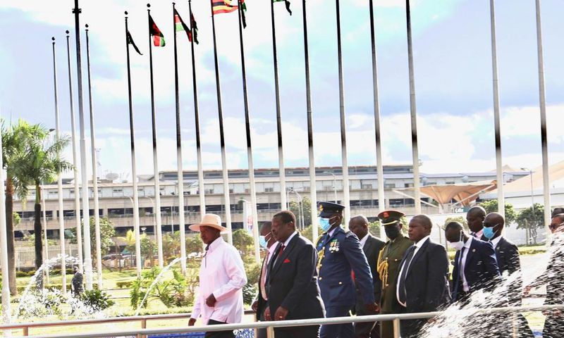On arrival, President Yoweri Museveni was received at Jomo Kenyatta International Airport by a delegation from the Kenyan government led by Dr. Musalia Mudavadi, the Prime Cabinet Secretary