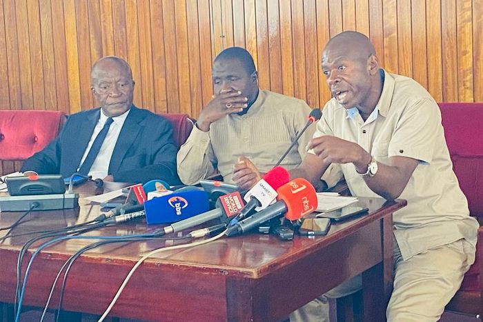 The MPs addressing press on Monday