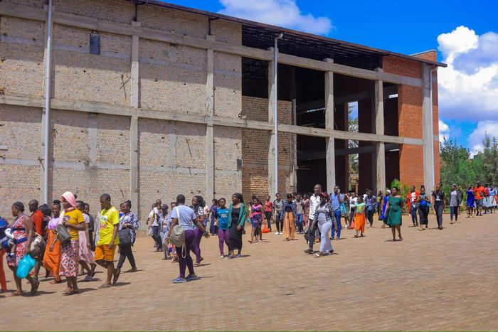 Congregants leaving Worship House Church in Nansana,