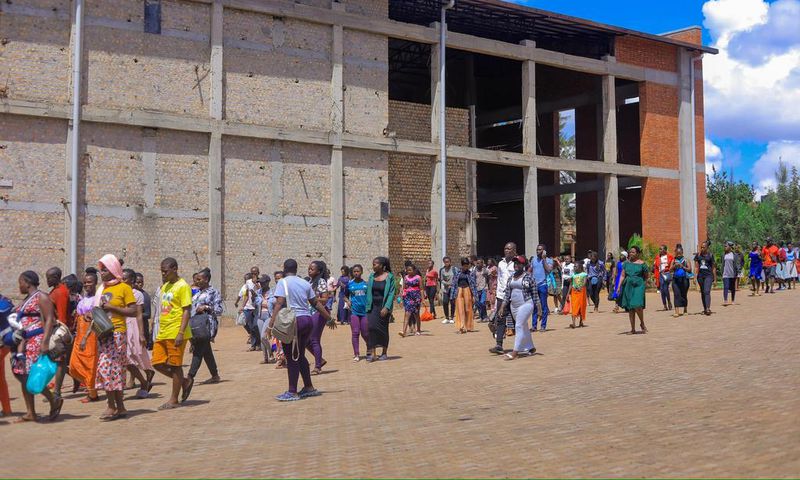 Congregants leaving Worship House Church in Nansana,