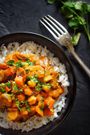 A bowl of sweet potato and chickpea curry for nutritious simple lunch ideas/Courtesy/chickpeaandberries