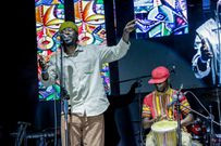 Kagayi, a Ugandan poet performing at Kwivuga 2023