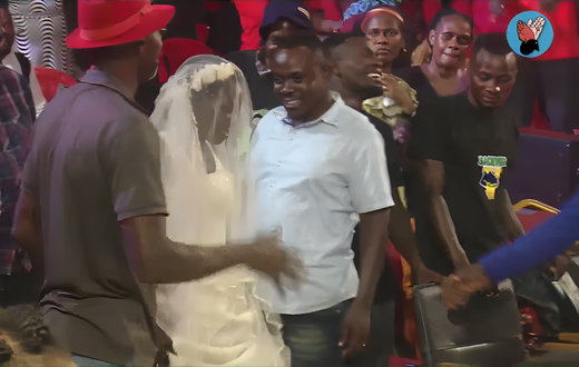 The woman arrived in a wedding dress for the night service