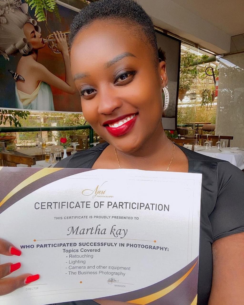 'Certified roots' Martha Kay updates her qualification in photography career/Instagram