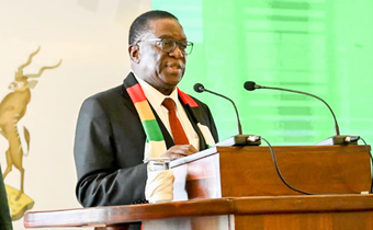 Zimbabwe President Emmerson Mnangagwa speaks at ADPA meeting Source – Facebook