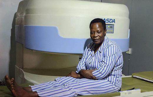 MP Betty Namboozi undergoing an MRI scan