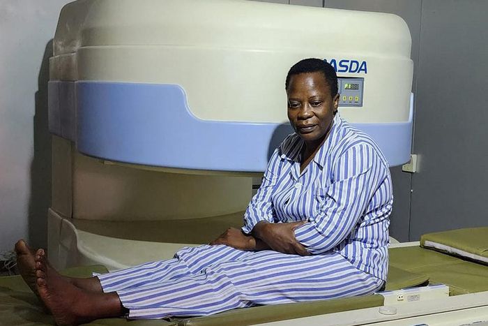 MP Betty Namboozi undergoing an MRI scan