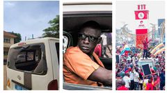 Bobi Wine's team was accused of smashing the rear window of a UNRA Van They however accused the driver of drawing a gun on Bobi Wine