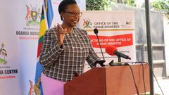 Minister Alice Kaboyo announcing the release of the funds