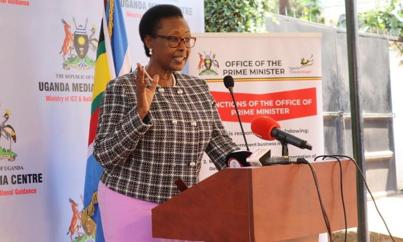 Minister Alice Kaboyo announcing the release of the funds