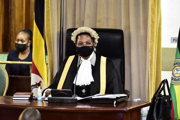 Speaker Anita Among at Parliament today