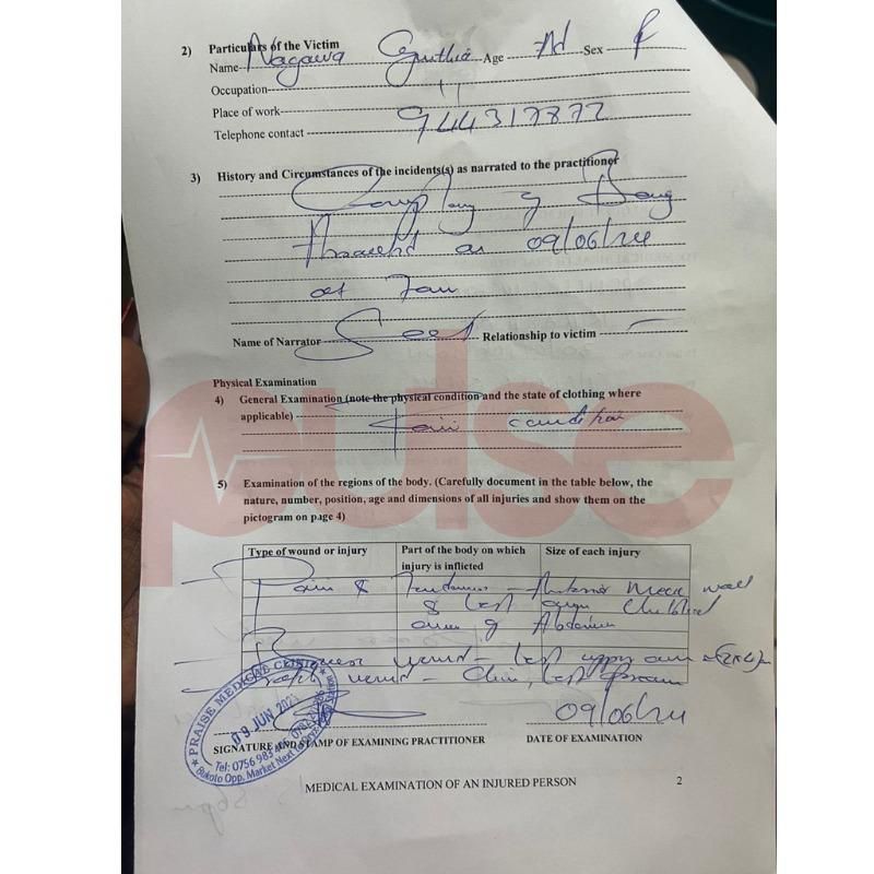 Sincere's medical report