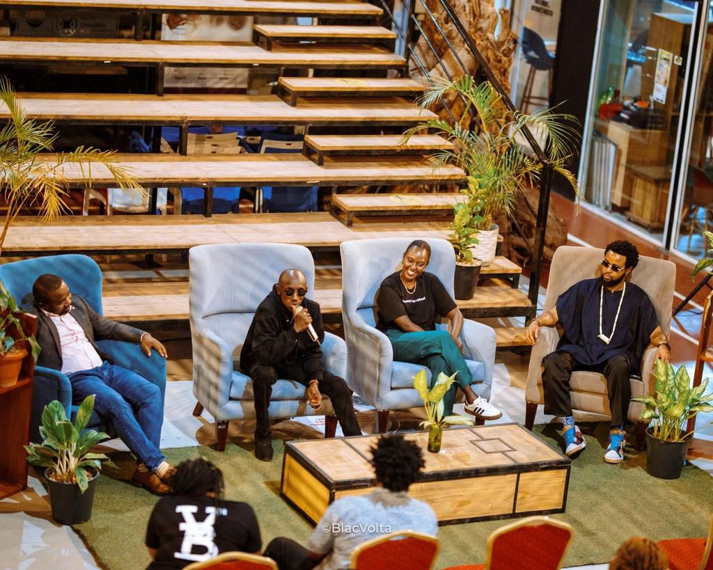 Image Source: Blacvolta | A picture of the second panel at the Creatives & Creator Community Mixer with CK Japheth from the left, Joseph Adjei, Afsa Umetsi, and Ezegozie Eze Jr.