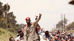 Bobi Wine being welcomed in Luweero
