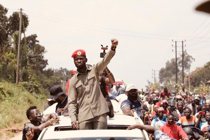 Bobi Wine being welcomed in Luweero