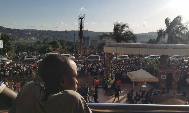 Crowds gather at Freedom City on Friday evening